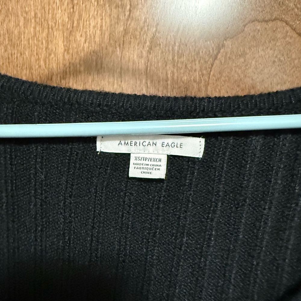 Black Ribbed Button-Up Cardigan - Picture 2 of 3